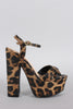 Bamboo Leopard Criss Cross Platform Heel