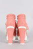Perforated Lace Up Contrast Lug Sole Platform Heeled Sneaker