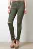 Knee Slit Skinny Pants