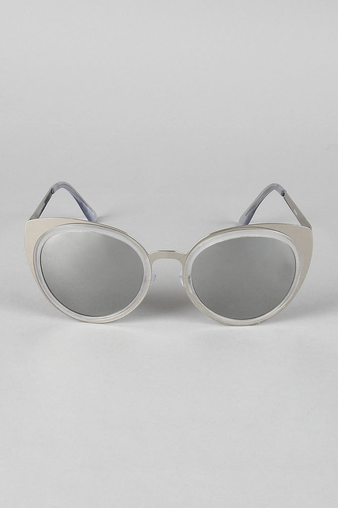 Redacted Metallic Frame Cat Eye Sunglasses