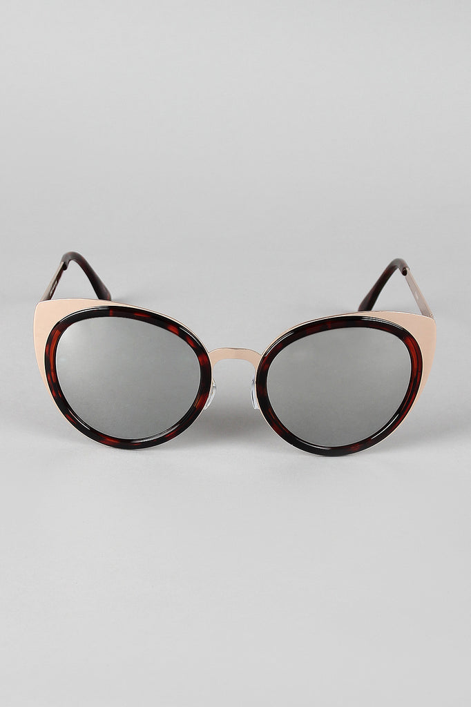 Redacted Metallic Frame Cat Eye Sunglasses