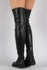 Bamboo Vegan Leather Flat Thigh High Boots
