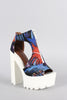 Dollhouse Tropical Front Zip Up Chunky Lug Sole Platform Heels