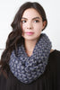 Two-Tone Fuzzy Loose Knit Infinity Scarf