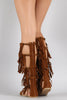 Suede Strappy Fringe Open Toe Gladiator Flat Sandal
