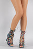 Liliana Graffiti Caged Lace Up Heel
