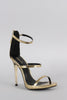 Qupid Metallic Triple Strap Open Toe Heel