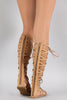 Qupid Strappy Cage Lace Up Gladiator Flat Sandal