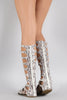 Strappy Python Corset Lace Up Gladiator Flat Sandal