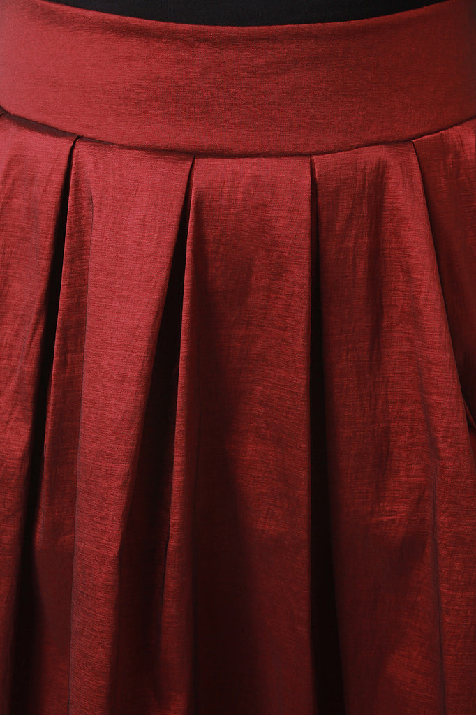 Pleated Taffeta High-Low Skirt