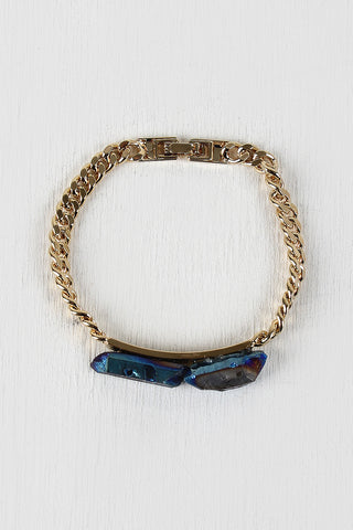 Iridescent Stone Bar Chain Braclet