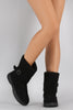 Bamboo Sweater Cuff Buckled Flat Ankle Boots