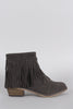 Breckelle Suede Fringe Round Toe Cowgirl Ankle Boots