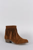 Breckelle Suede Fringe Round Toe Cowgirl Ankle Boots