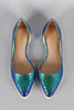 Liliana Hologram Snakeskin Dorsay Pointy Toe Flat