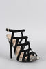 Qupid Strappy Snake Open Toe Stiletto Heel
