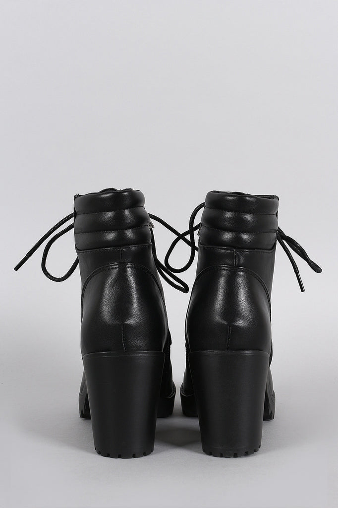 Breckelle Lug Platform Chunky Heeled Combat Booties