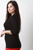 Button Tab Quarter Sleeve Ribbed Mock Neck Top
