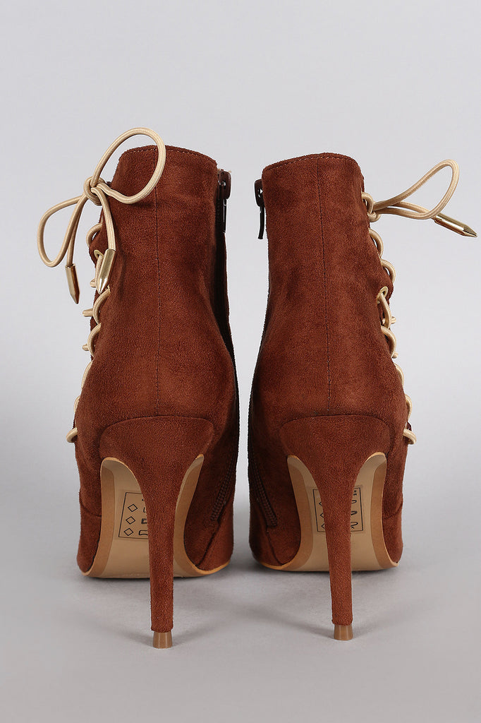 Shoe Republic LA Corset Lace Up Pointy Toe Booties