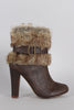 Faux Fur Buckle Almond Toe Ankle Bootie