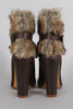 Faux Fur Buckle Almond Toe Ankle Bootie