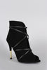 Qupid Low V Front Vegan Leather Wrapped Bootie