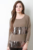 Sequin Panel Long Sleeve Top