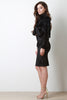 Velvet Pencil Cut Midi Skirt