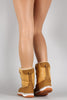 Faux Shearling Round Toe Lace Up Duck Boots