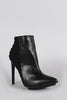 Checker Embossed Pointy Toe Stiletto Booties
