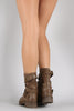 Strappy Buckled Sweater Shaft Mid Calf Boots