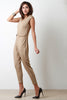 V Neck Faux Pocket Jumpsuit