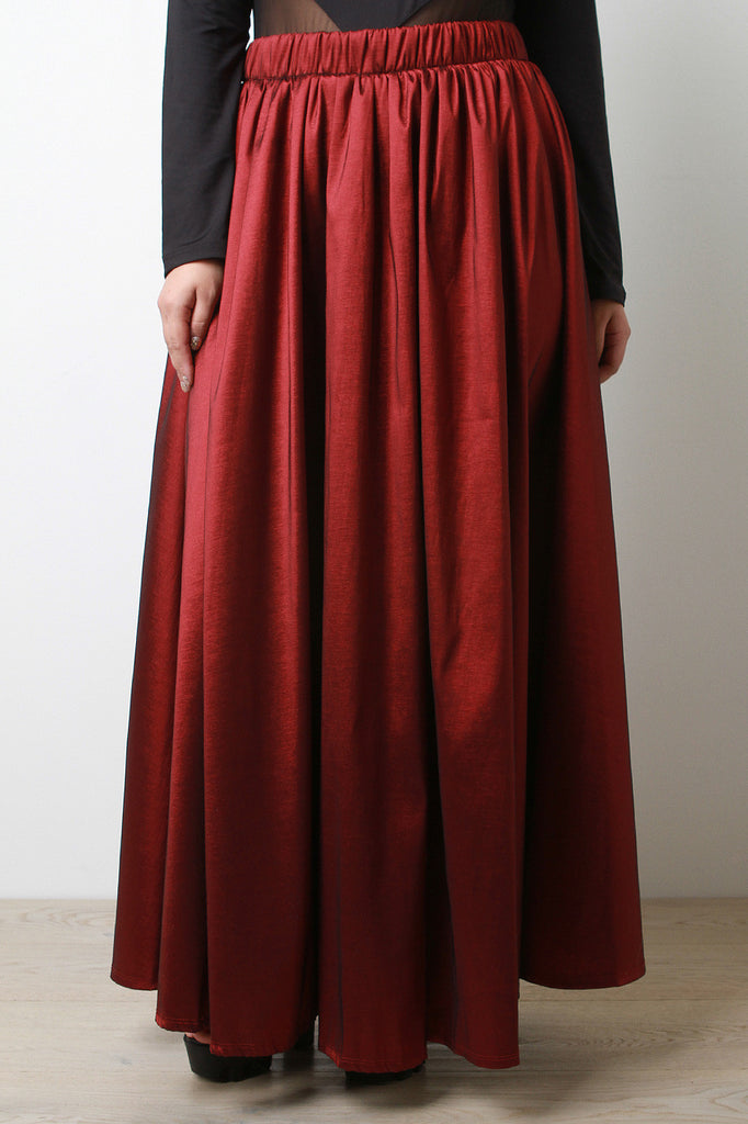 Taffeta Flared Maxi Skirt