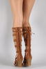 Qupid Suede Buckled Lace Up Gladiator Heel