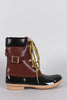 Liliana Buckled Strap Lace Up Duck Ankle Boots