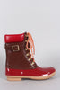 Liliana Buckled Strap Lace Up Duck Ankle Boots