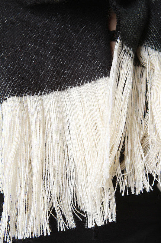 Fringe Hem Colorblock Scarf