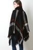 Plaid Turtleneck Poncho