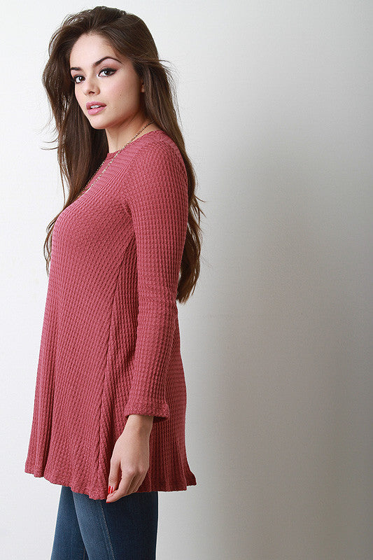 Long Sleeve Rib Effect Thermal Top