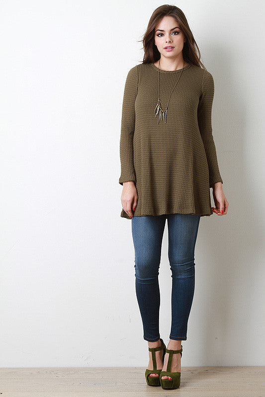 Long Sleeve Rib Effect Thermal Top