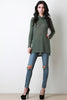 Cowl Side Slit Ribbed Leaf Effect Top
