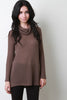 Cowl Side Slit Ribbed Leaf Effect Top