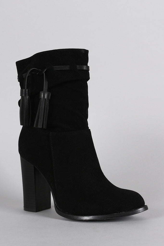 Suede Tassel Chunky Heeled Ankle Boots