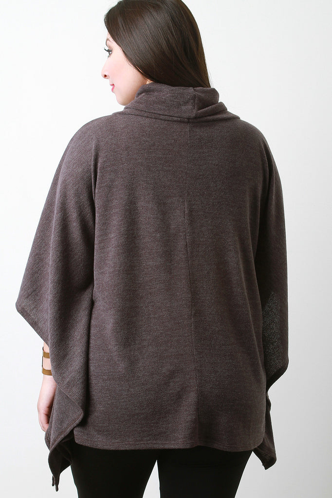 Soft Knit Cowl Neck Poncho Top