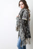 Multi-Tone Chunky Knit Fringe Cardigan