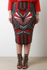 Thick Knit Mixed Pattern Print Pencil Skirt