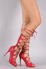 Liliana Peep Toe Corset Lace Up Stiletto Heel