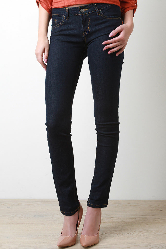 Low Rise Dark Taper Jeans