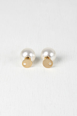 Cutout Circle And Pearl Double Sided Earrings