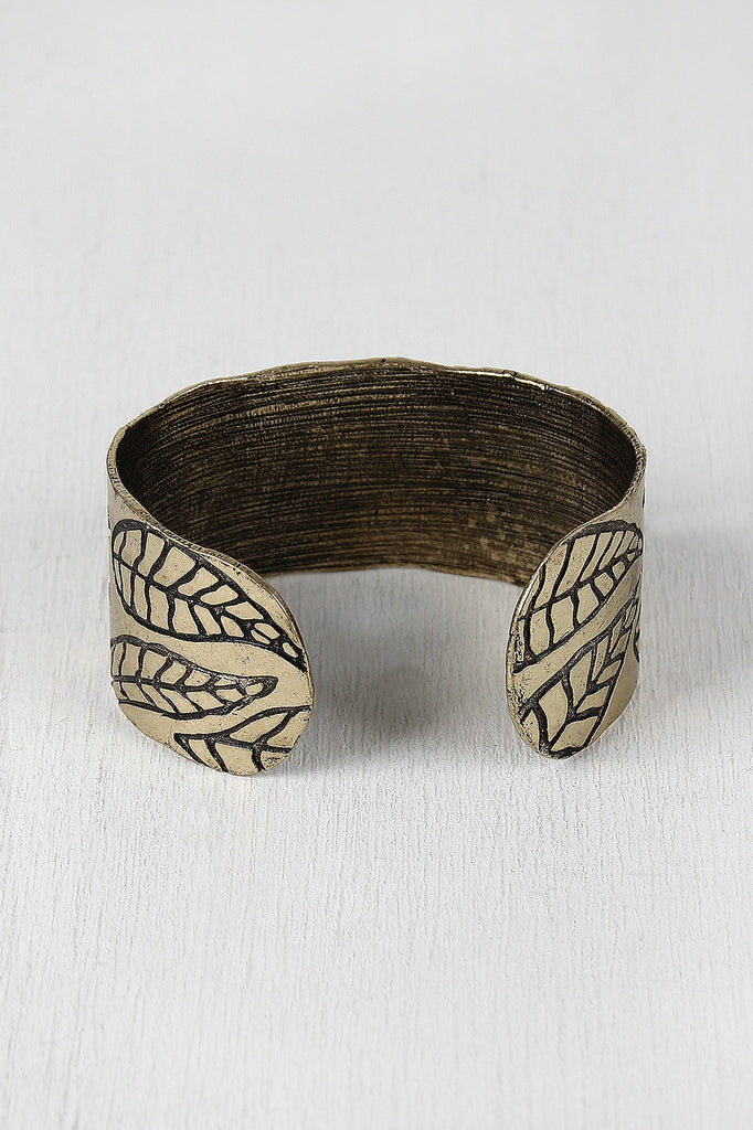 Leaves Print Vintage Metallic Bangle